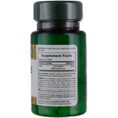 Nature's Bounty Folsäure 800 mcg – 250 Tabletten (3er-Pack) – Unterstützt die Herz-Kreislauf-Gesundheit
