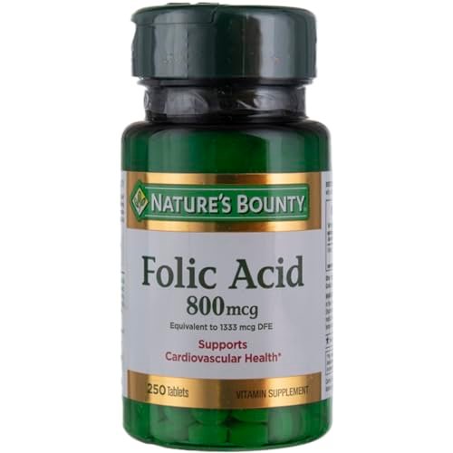 Nature's Bounty Folsäure 800 mcg – 250 Tabletten (3er-Pack) – Unterstützt die Herz-Kreislauf-Gesundheit
