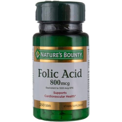 Nature's Bounty Folsäure 800 mcg – 250 Tabletten (3er-Pack) – Unterstützt die Herz-Kreislauf-Gesundheit