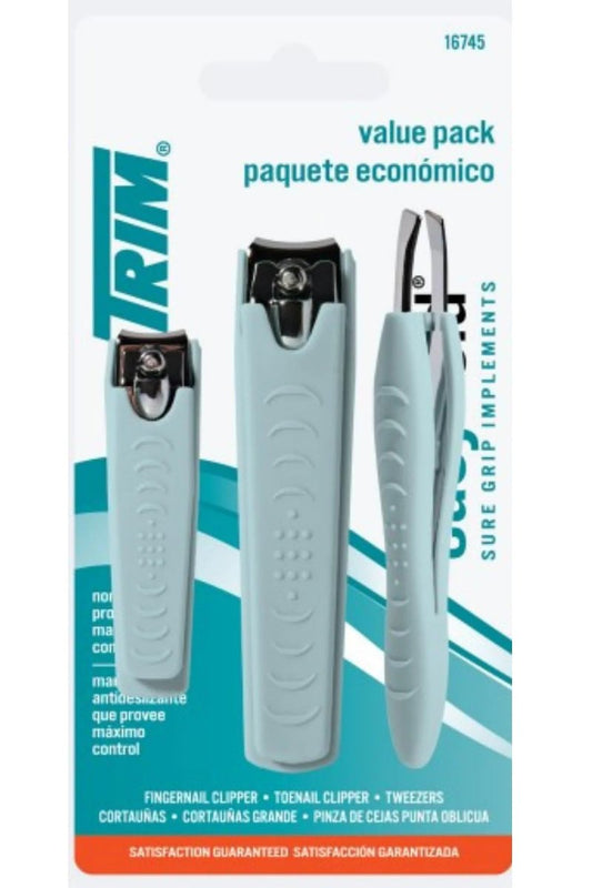Trim Nagelknipser Set: Fußnagelknipser + Fingernagelknipser + Schräge Spitze – 3er-Pack in Blau