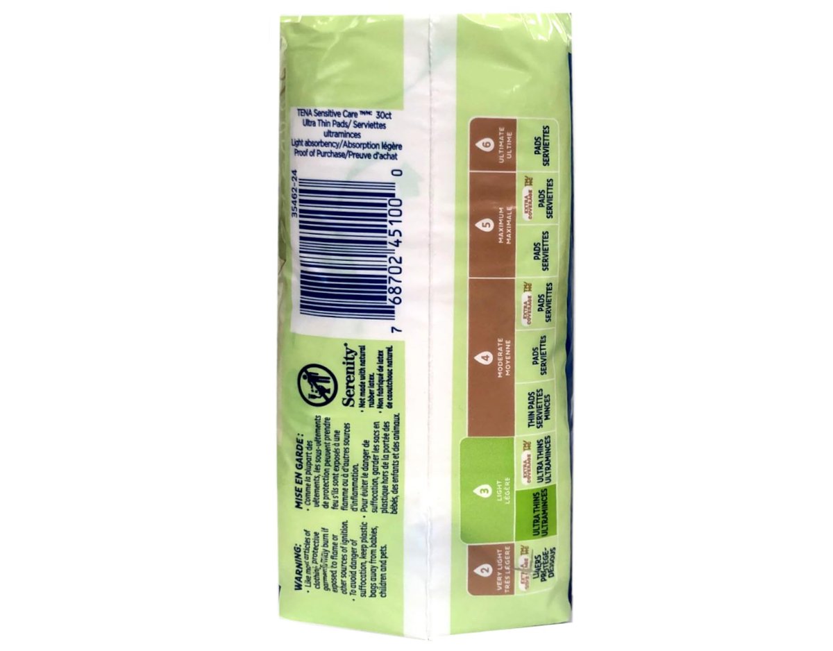 TENA Intimates Ultra Thin Einlagen bei leichter Blasenschwäche für Frauen, Saugstärke leicht, Reguläre Länge, 2er-Pack (60 Stück insgesamt)