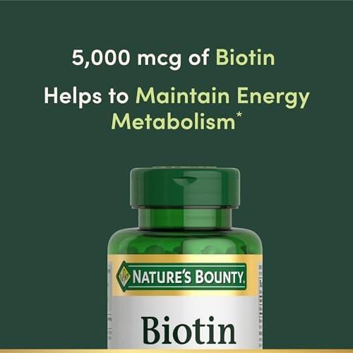 Nature's Bounty Biotin 5000 mcg – 150 Softgels für gesundes Haar, Haut und Nägel