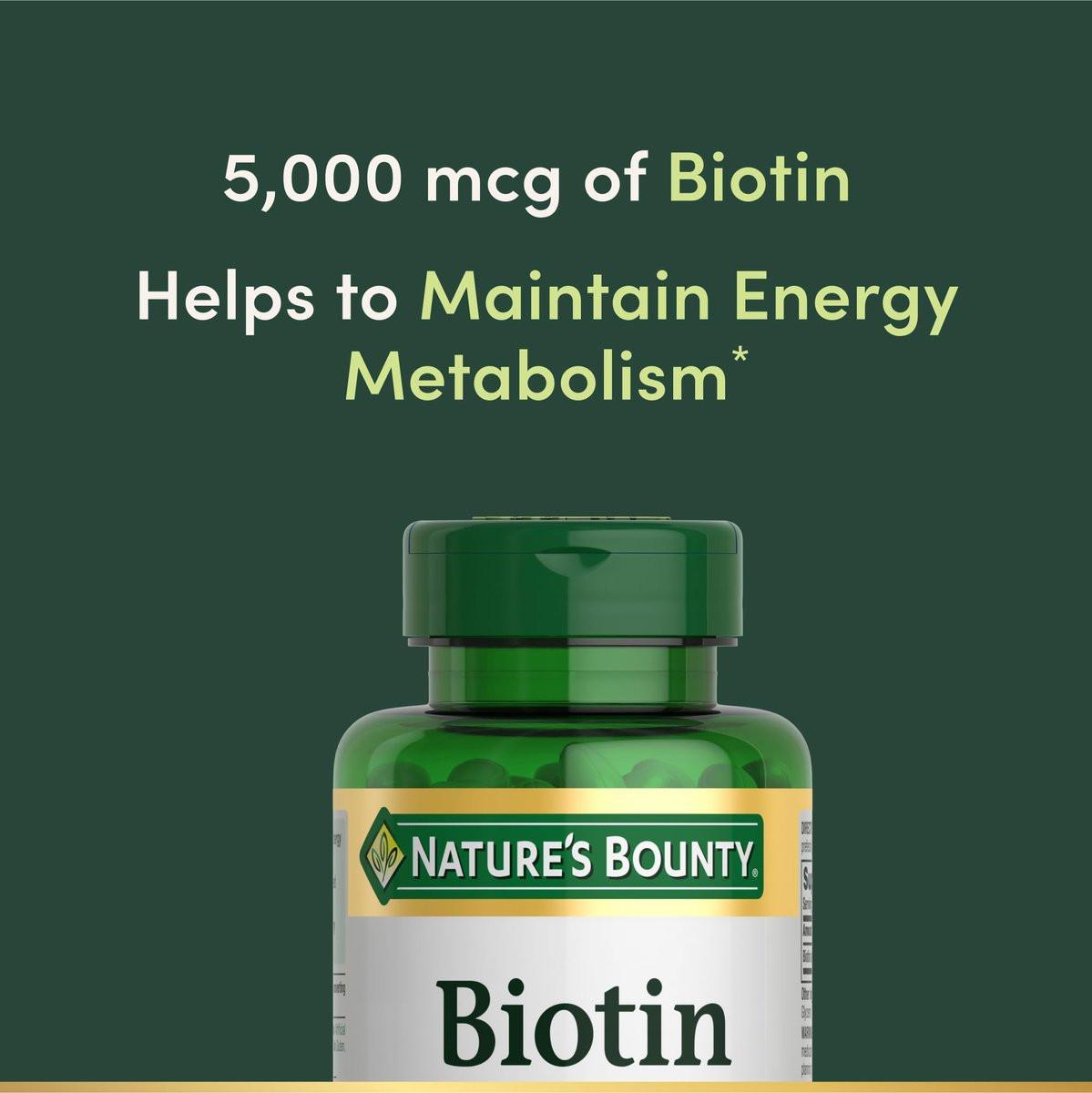Nature's Bounty Biotin 5000 mcg – 150 Softgels für gesundes Haar, Haut und Nägel