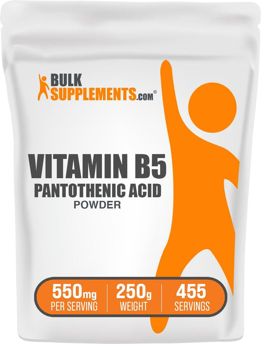 BulkSupplements.com Vitamin B5 Pulver - als Calcium-Pantothenat, B5 Vitamin - Glutenfrei, 500 mg Vitamin B5 Pantothensäure pro Portion, 250 g (8,8 oz) (1er Pack)