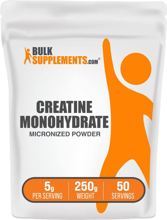 BulkSupplements.com Kreatin Monohydrat Pulver - Mikronisiertes Kreatin Pulver, ungewürzt - Rein & Glutenfrei, 5 g (5000 mg) pro Portion, 250 g (8,8 oz) (1er-Pack)