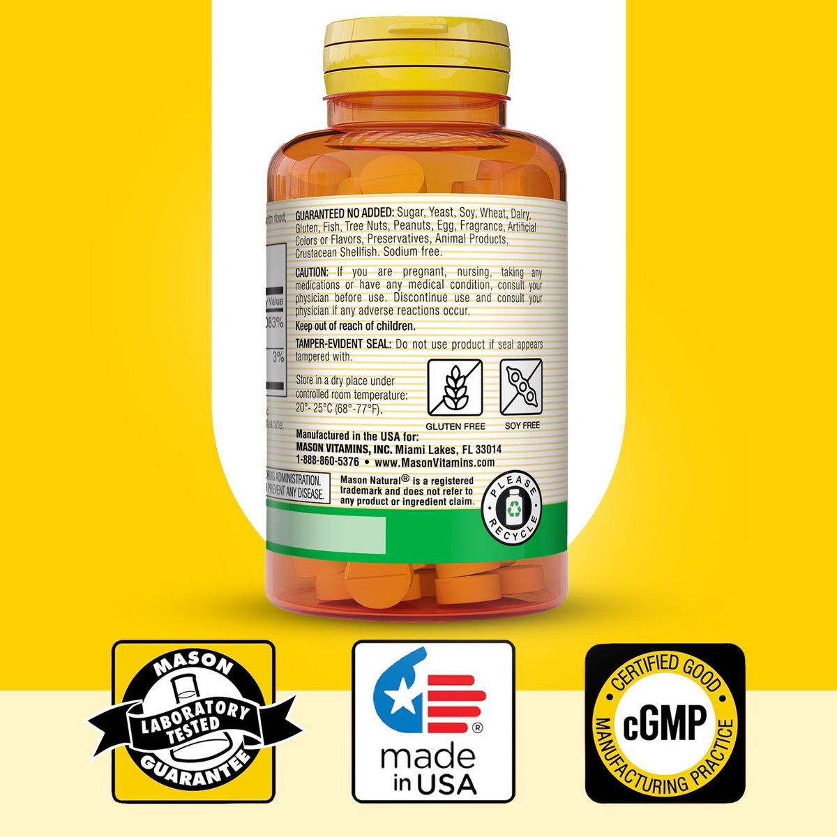 MASON NATURAL Vitamin B12 50 mcg mit Calcium, 100-Tage-Vorrat, Nahrungsergänzungsmittel zur Unterstützung des natürlichen Energielevels, 100 Tabletten