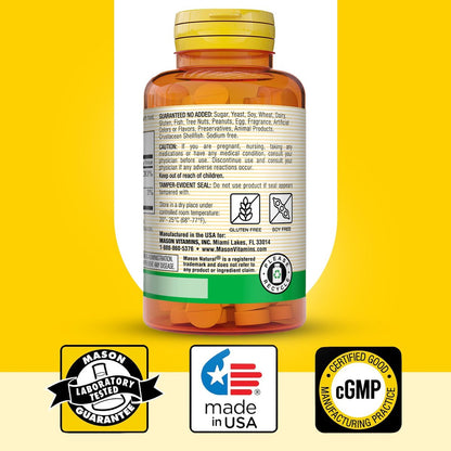 MASON NATURAL Vitamin B12 50 mcg mit Calcium, 100-Tage-Vorrat, Nahrungsergänzungsmittel zur Unterstützung des natürlichen Energielevels, 100 Tabletten