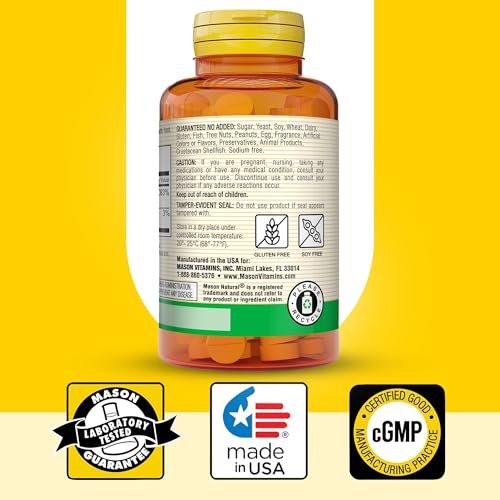 MASON NATURAL Vitamin B12 50 mcg mit Calcium, 100-Tage-Vorrat, Nahrungsergänzungsmittel zur Unterstützung des natürlichen Energielevels, 100 Tabletten