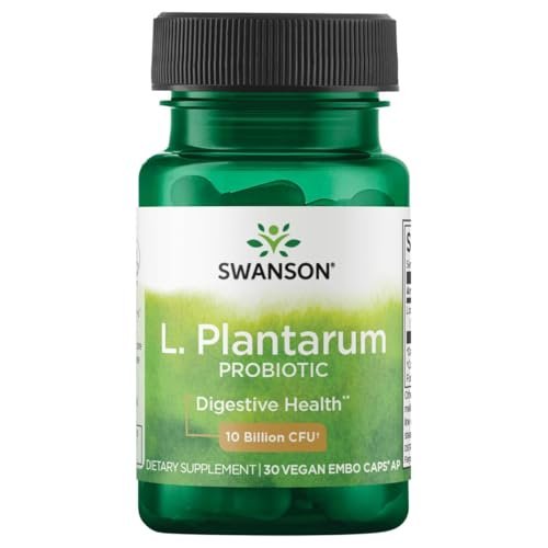 Swanson L. Plantarum - 10 Milliarden KBE - Probiotikum gegen gelegentliche Blähungen & Völlegefühl - Unterstützt die Gesundheit des unteren Verdauungstrakts* - Keine Kühlung erforderlich - Nicht-GVO - 30 vegane Kapseln