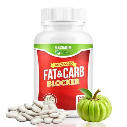 Maximum Slim Fett- & Kohlenhydratblocker – reines Kidneybohnen-Extrakt zur Gewichtsabnahme und Appetitzügelung, 60 Kapseln