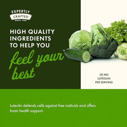 Swanson Luteolin-Komplex mit Rutin – Gehirnunterstützung für Gedächtnis, Stimmung und kognitive Gesundheit – 30 vegane Kapseln