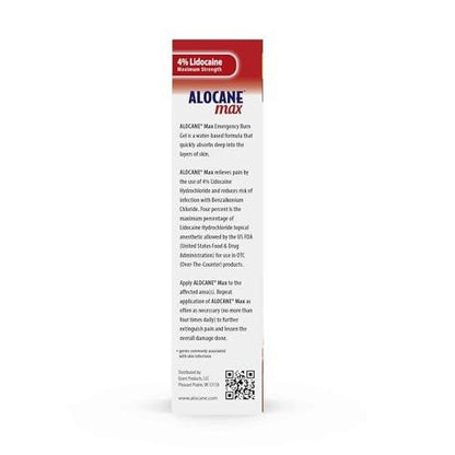 Alocane Max Notfall-Brandgel, 4% Lidocainhydrochlorid, Antiseptikum tötet 99% der Keime, maximale Schmerz- und Juckreizlinderung, für Sonnenbrände, Erste-Hilfe-Brandgel mit Aloe Vera – 74 ml