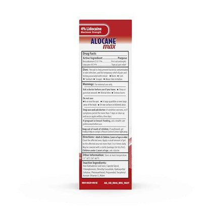 Alocane Max Notfall-Brandgel, 4% Lidocainhydrochlorid, Antiseptikum tötet 99% der Keime, maximale Schmerz- und Juckreizlinderung, für Sonnenbrände, Erste-Hilfe-Brandgel mit Aloe Vera – 74 ml