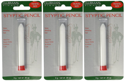 Clubman Pinaud Styptic Pencil Reisegröße 0,33 oz (3er-Pack) – Blutstillender Stift für kleine Schnittwunden