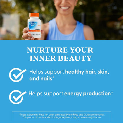 Doctor's Best Biotin 5000 mcg – 120 Kapseln für Haar, Haut und Nägel, vegan, nicht-GVO, glutenfrei