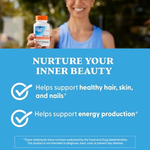 Doctor's Best Biotin 5000 mcg – 120 Kapseln für Haar, Haut und Nägel, vegan, nicht-GVO, glutenfrei