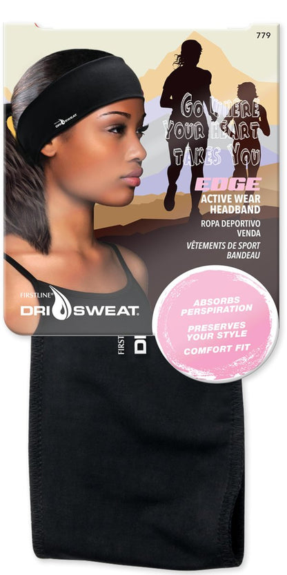 Dri Sweat Edge Active Wear Stirnband – Schweißband für Sport – Schwarz, Mesh – 779-72