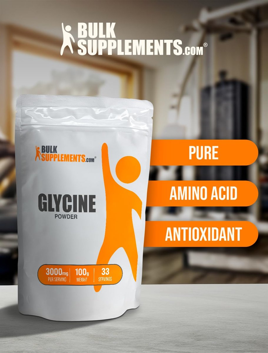 Glycin-Pulver von BulkSupplements – Geschmacksneutral, glutenfrei, 3 g pro Portion, 100 g (3,5 oz) – Packung mit 1