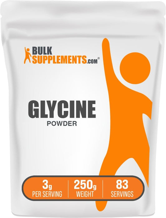 BulkSupplements.com Glycin-Pulver - Glycin-Ergänzung, Aminosäure-Präparat - Ungesüßt & Glutenfrei, 3g pro Portion, 250g (8,8 Unzen) (Packung mit 1)