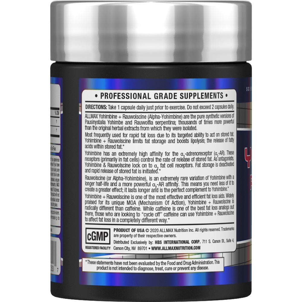 ALLMAX Essentials Yohimbin + Rauwolscin - 60 Kapseln - Unterstützt Fettverbrennung & unterdrückt Appetit - 60 Portionen
