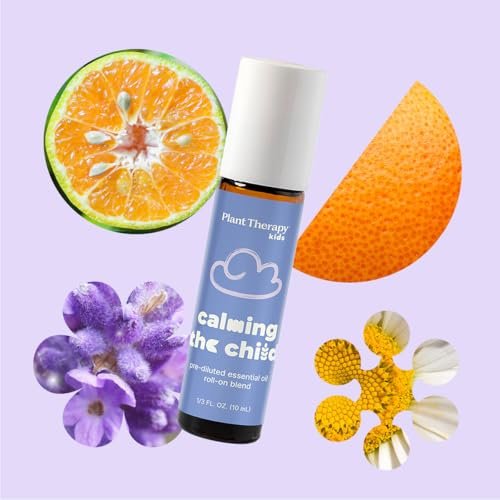 Plant Therapy Kids Calming The Child Ätherisches Öl Blend 10 ml - Entspannungs- und Beruhigungsmischung mit Mandarine, Lavendel & Römischer Kamille, rein, kindersicher, vorverdünnt, Roll-On