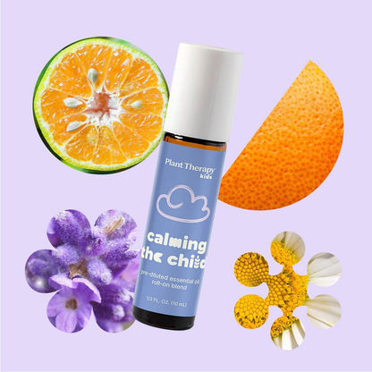 Plant Therapy Kids Calming The Child Ätherisches Öl Blend 10 ml - Entspannungs- und Beruhigungsmischung mit Mandarine, Lavendel & Römischer Kamille, rein, kindersicher, vorverdünnt, Roll-On