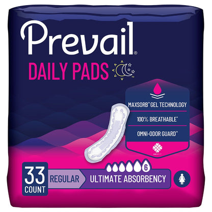 Prevail Ultimate Absorbency Inkontinenz-Einlagen für Frauen, Reguläre Länge, 33 Stück