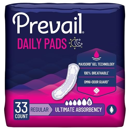Prevail Ultimate Absorbency Inkontinenz-Einlagen für Frauen, Reguläre Länge, 33 Stück