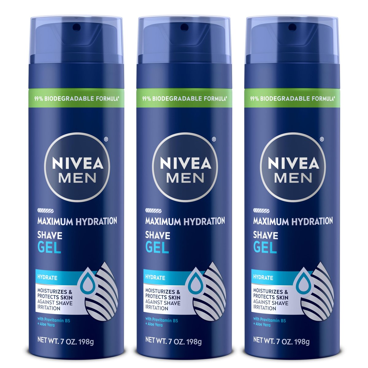 NIVEA MEN Maximum Hydration Rasiergel – Mit Aloe Vera & Provitamin B5 – 3er-Pack à 200 ml