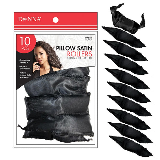 Donna Collection Satin-Haarkissenroller, Schwarz – 1 Stück