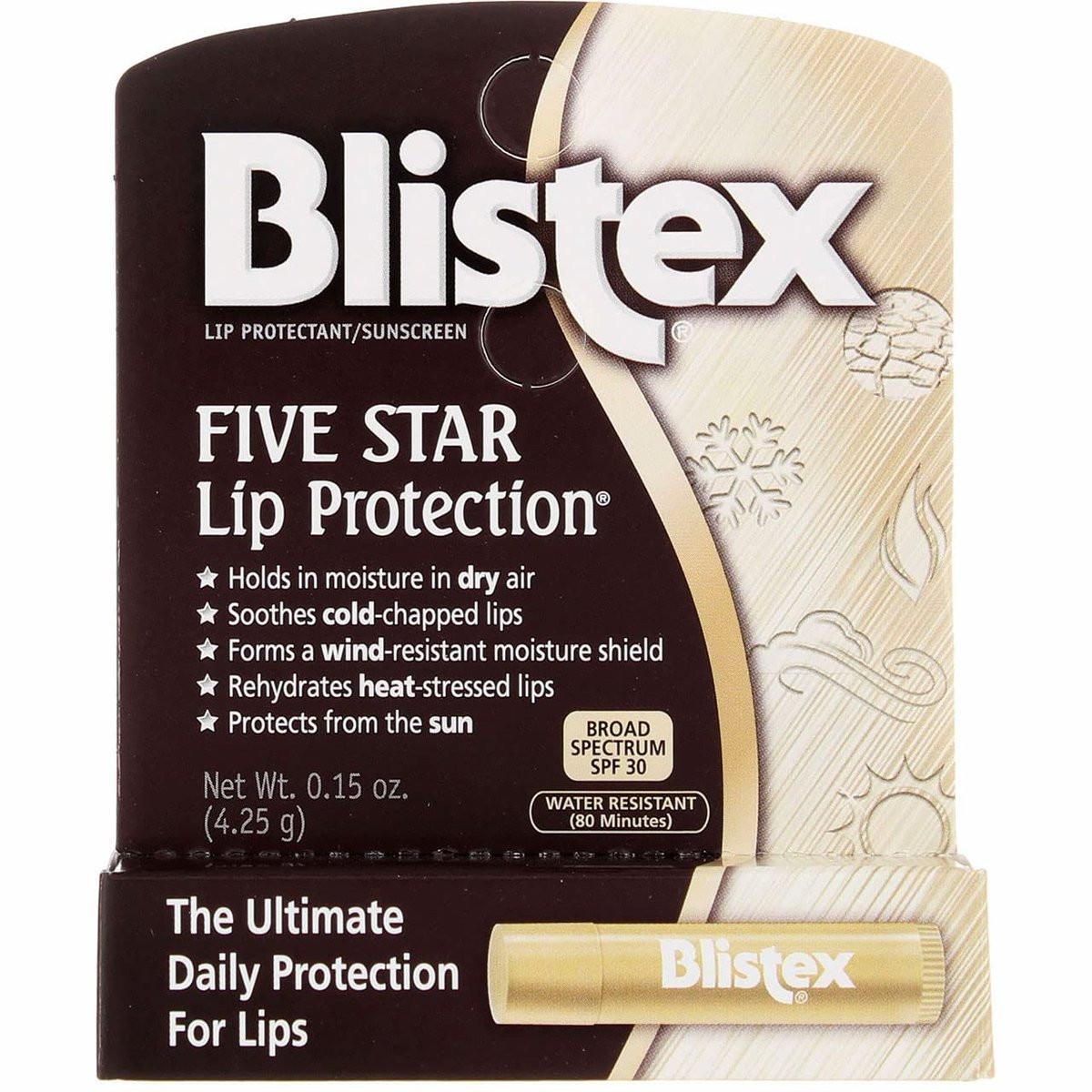 Blistex Five Star Lip Protection SPF 30 – 0,15 oz (12er-Pack) – Lippenbalsam mit Sonnenschutz