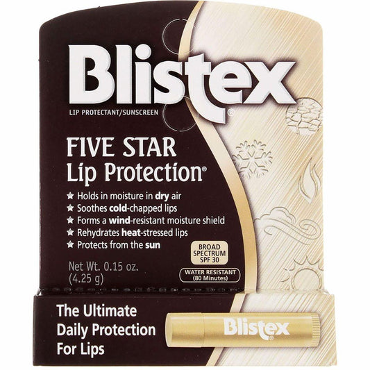Blistex Five Star Lip Protection SPF 30 – 0,15 oz (12er-Pack) – Lippenbalsam mit Sonnenschutz