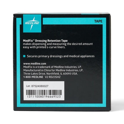 Medline MedFix Wundversorgungs-Fixiertape mit S-Release Liner, sichert primäre Verbände und medizinische Geräte, 5 cm x 10 m