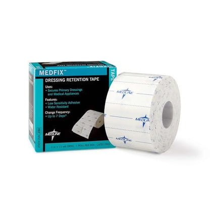 Medline MedFix Wundversorgungs-Fixiertape mit S-Release Liner, sichert primäre Verbände und medizinische Geräte, 5 cm x 10 m