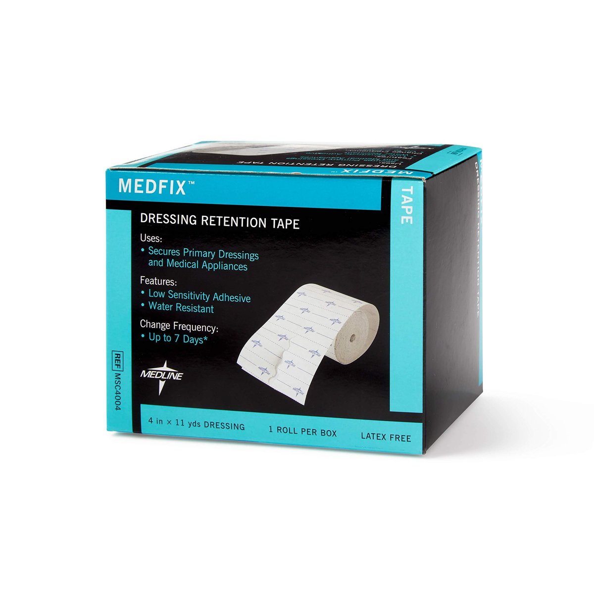 Medline MedFix Wundverband-Fixierband mit S-Release Abziehhilfe, Weiß, 10,2 cm x 10 m – Sichert Primärverbände und medizinische Geräte