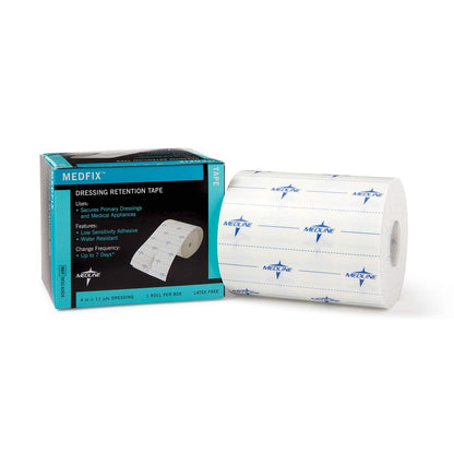 Medline MedFix Wundverband-Fixierband mit S-Release Abziehhilfe, Weiß, 10,2 cm x 10 m – Sichert Primärverbände und medizinische Geräte