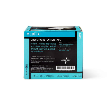 Medline MedFix Wundverband-Fixierband mit S-Release Abziehhilfe, Weiß, 10,2 cm x 10 m – Sichert Primärverbände und medizinische Geräte