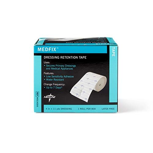 Medline MedFix Wundverband-Fixierband mit S-Release Abziehhilfe, Weiß, 10,2 cm x 10 m – Sichert Primärverbände und medizinische Geräte