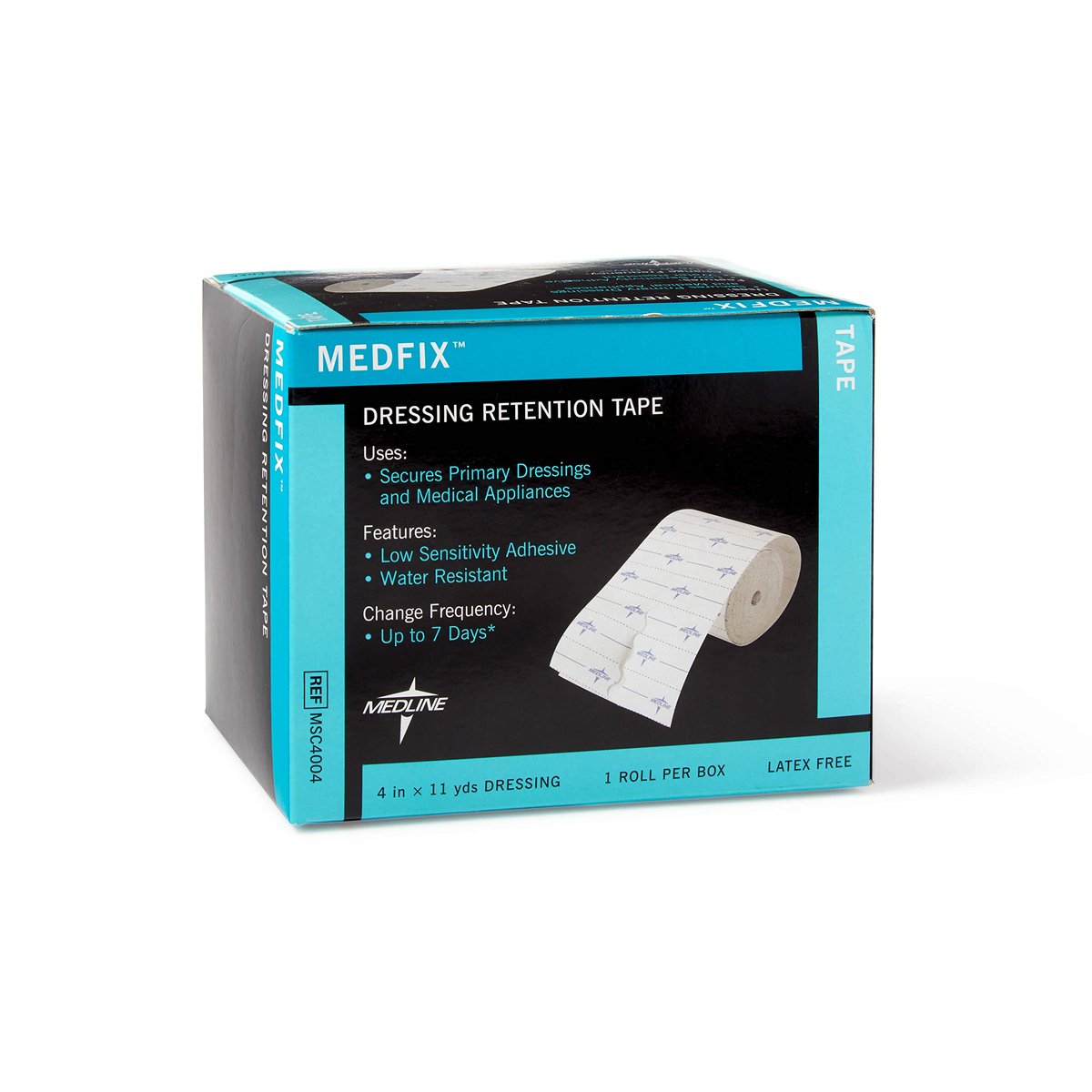 Medline MedFix Wundverband-Fixierband mit S-Release Abziehhilfe, Weiß, 10,2 cm x 10 m – Sichert Primärverbände und medizinische Geräte