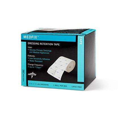 Medline MedFix Wundverband-Fixierband mit S-Release Abziehhilfe, Weiß, 10,2 cm x 10 m – Sichert Primärverbände und medizinische Geräte