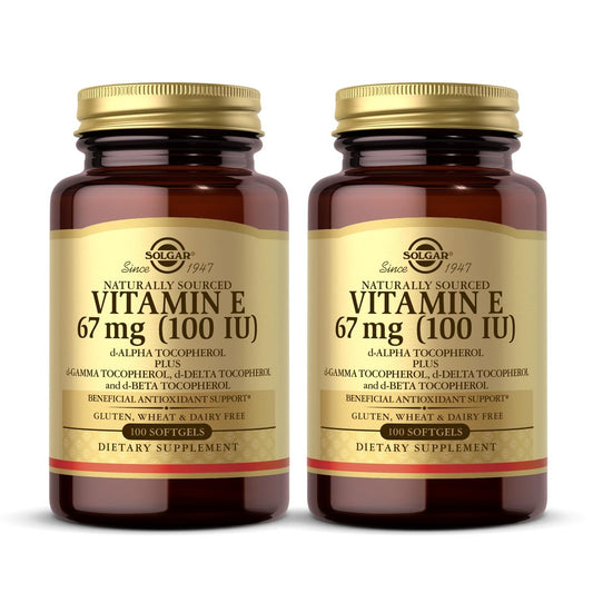 Solgar Vitamin E 67 mg (100 IE) - 100 Weichkapseln, Packung mit 2 - Antioxidans-Unterstützung - Gluten- & laktosefrei - 200 Portionen insgesamt