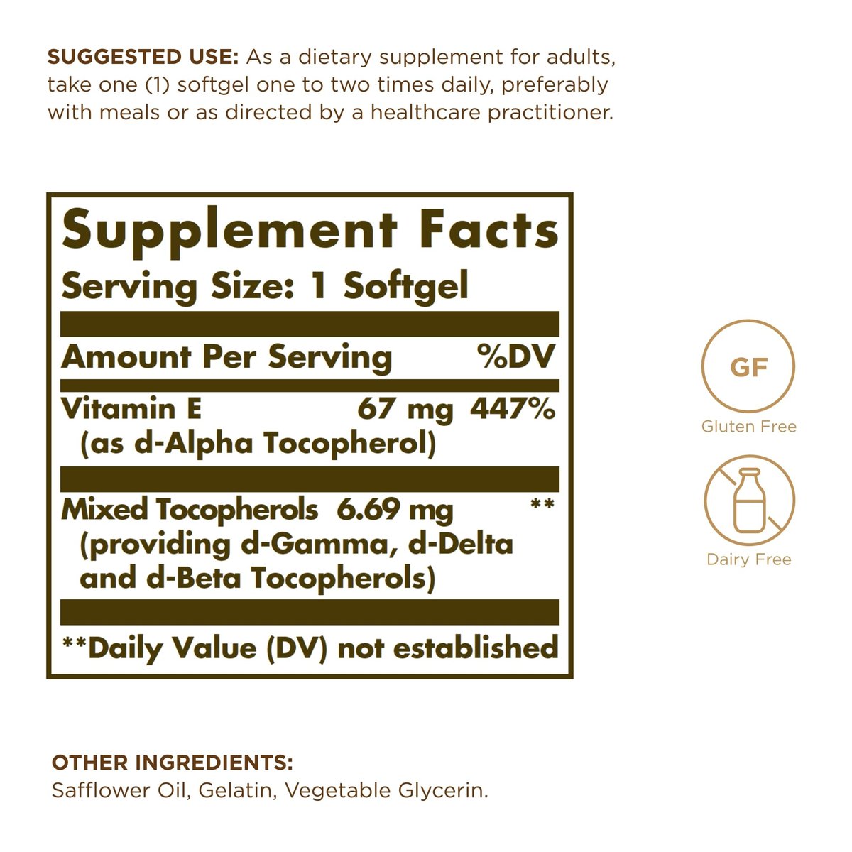 Solgar Vitamin E 67 mg (100 IE) - 100 Weichkapseln, Packung mit 2 - Antioxidans-Unterstützung - Gluten- & laktosefrei - 200 Portionen insgesamt