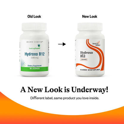 Seeking Health Hydroxo B12 - Vitamin-B-Präparat für Energieunterstützung - mit Folat zur Unterstützung von Methylierung und Homocysteinspiegel - 2000 mcg, 60 Lutschtabletten