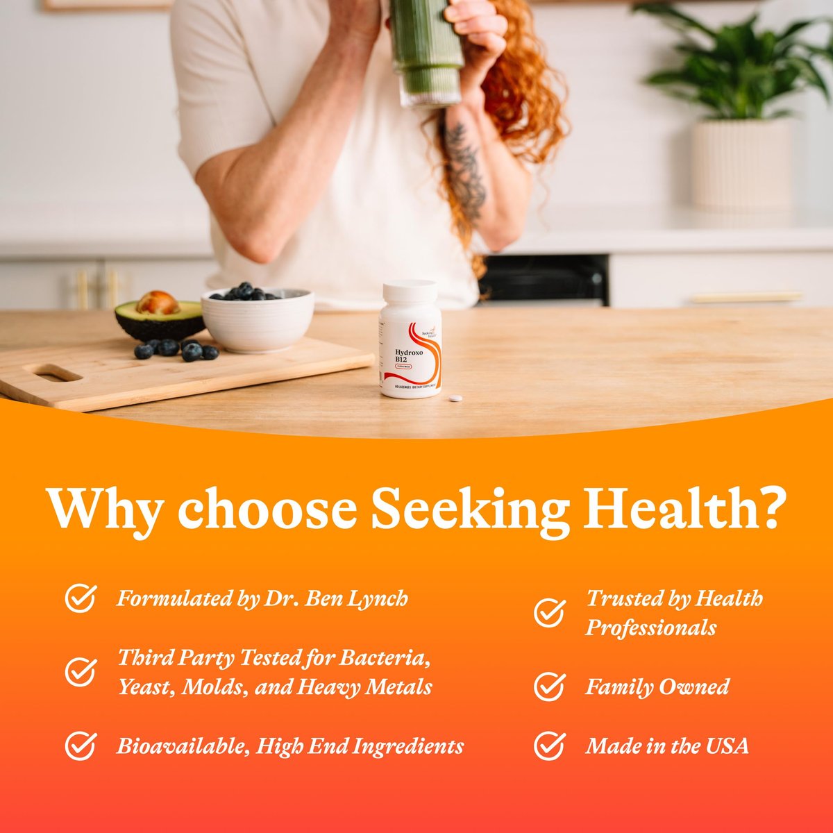 Seeking Health Hydroxo B12 - Vitamin-B-Präparat für Energieunterstützung - mit Folat zur Unterstützung von Methylierung und Homocysteinspiegel - 2000 mcg, 60 Lutschtabletten