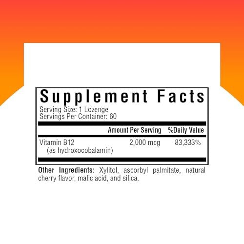Seeking Health Hydroxo B12 - Vitamin-B-Präparat für Energieunterstützung - mit Folat zur Unterstützung von Methylierung und Homocysteinspiegel - 2000 mcg, 60 Lutschtabletten
