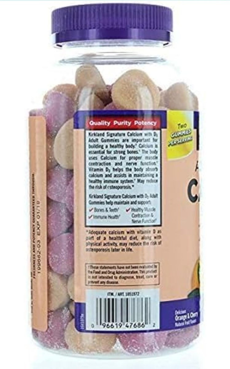 Kirkland Signature Kaugummis mit Kalzium und Vitamin D3 für Erwachsene, 120 Stück