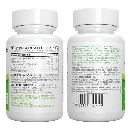 Igennus Neurobalance Zink, Magnesium & B6 Komplex – Kognitive Unterstützung, ruhiger Fokus & Entspannung, 120 kleine Tabletten, hochabsorbierendes cheliertes Zink & vollständig reagiertes Magnesium, vegan, ohne Gentechnik