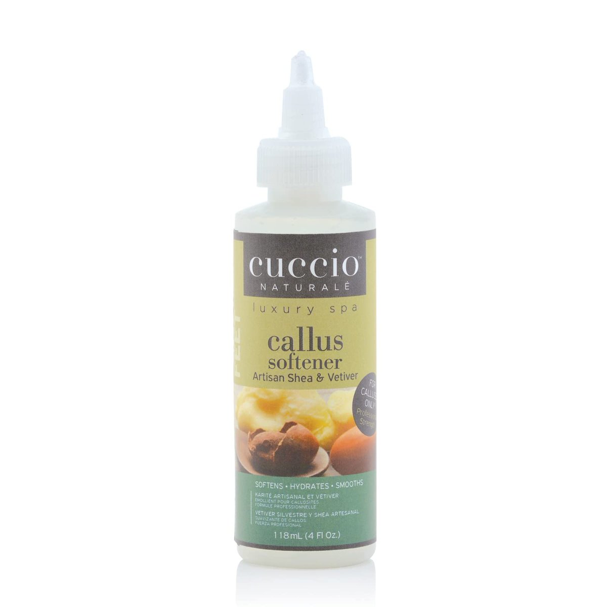 Cuccio Naturale Professioneller Hornhaut-Entferner - Sanfte und effektive Pflege für harte Hautstellen - mit Shea & Vetiver - 118 ml
