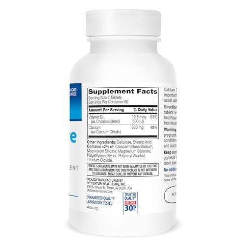 21st Century Calcium Citrate Plus D Maximum Caplets, 120 Stück