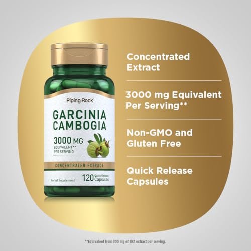 Piping Rock Garcinia Cambogia Extrakt Kapseln | 120 Stück | Konzentrierte Pillen | Non-GMO, Glutenfrei
